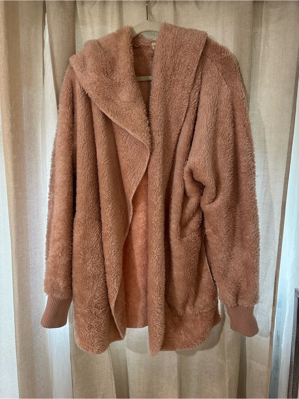 Cozy Plush Hooded Jacket - Dusty Rose O/S